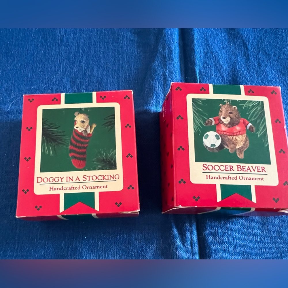 Set of 2 Hallmark Vintage Keepsake Ornaments 1985
